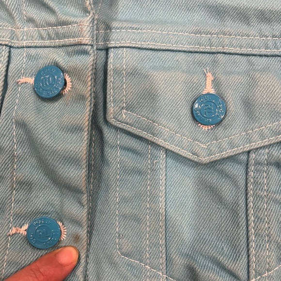 [S]VTG Polo Jeans Co. Ralph Lauren Turquoise Saturday Jean Jacket Cropped - Picture 8 of 8